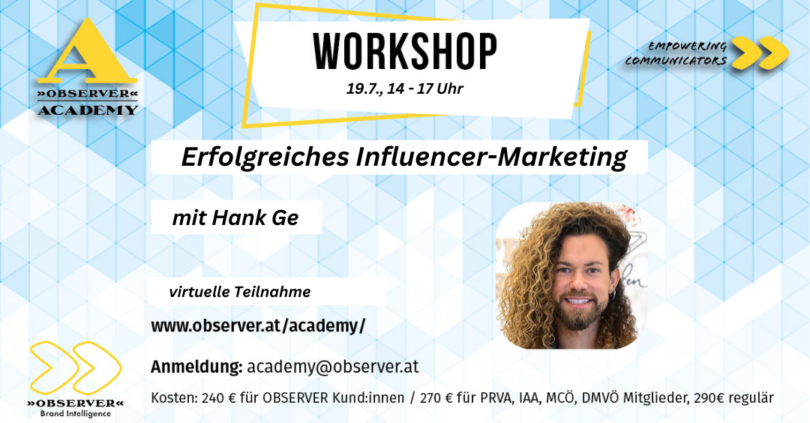 Workshop: Erfolgreiches Influencer-Marketing mit Hank Ge